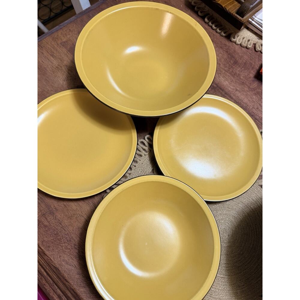 Vintage NuStone Jaune 60s Serving Bowl Cereal Bowl Salad Plates 4pc JAPAN